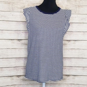 Velvet by Graham & Spencer Navy Stripe Flutter Top